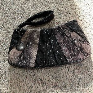 Nine West Black & Grey Snake Print Clutch